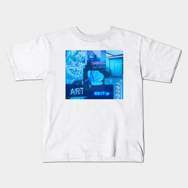 Pastel blue aesthetic collage Kids T-Shirt by Bossin